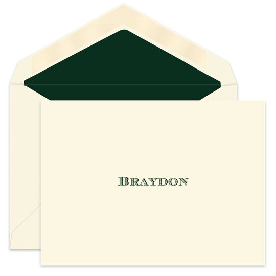 Braydon Ecru Folded Note Cards  - Raised Ink